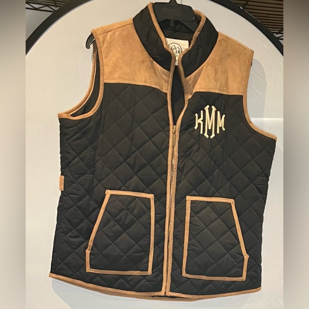 KMM Quilted Vest in Black and Tan